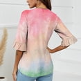 thumbnail image 4 of PUMISASDressy Tops For Women V-Neck Tops 3/4 Sleeve Summer Casual Loose Going Out Shirt Tunic Blouses, 4 of 6