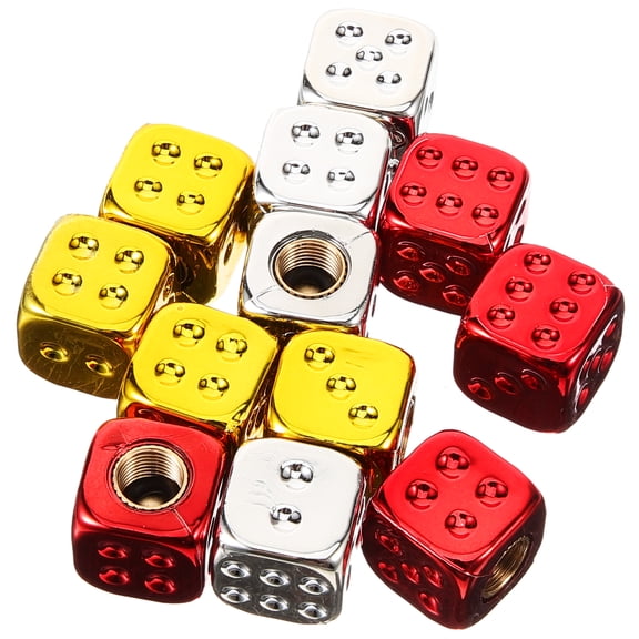 12 Pcs Car Tire Valve Stem Caps with Dice Design, Dust Caps for Car Tyres, Universal Fit Valve Covers