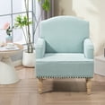 thumbnail image 3 of QZYeYun Modern Accent Chair with Retro Wooden Legs & Nailhead Trim Small Fabric Club Chair Comfy Upholstered Armchair Lounge Chair for Bedroom Living Room Single Sofa, Sage, 3 of 10