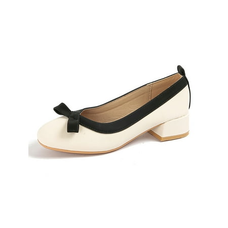 

Ritualay Women Dress Shoes Slip On Heels Mid Heel Pumps Fashion Comfort Mary Jane Party Work Chunky Beige 7