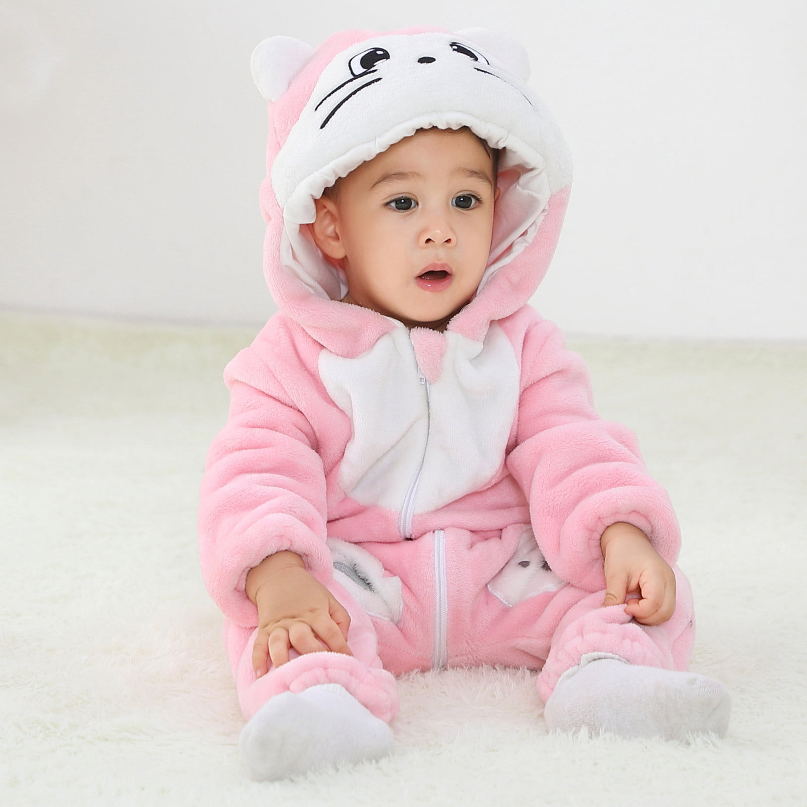 Zwiiyzr 2024 Newborn Baby Jumpsuit Fluffy Outfit Cute