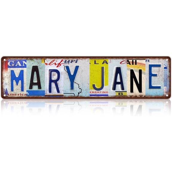 Vintage Mary Jane Metal Tin Signs Street Signs Man Cave Wall Decor 16 x 4 Inches
