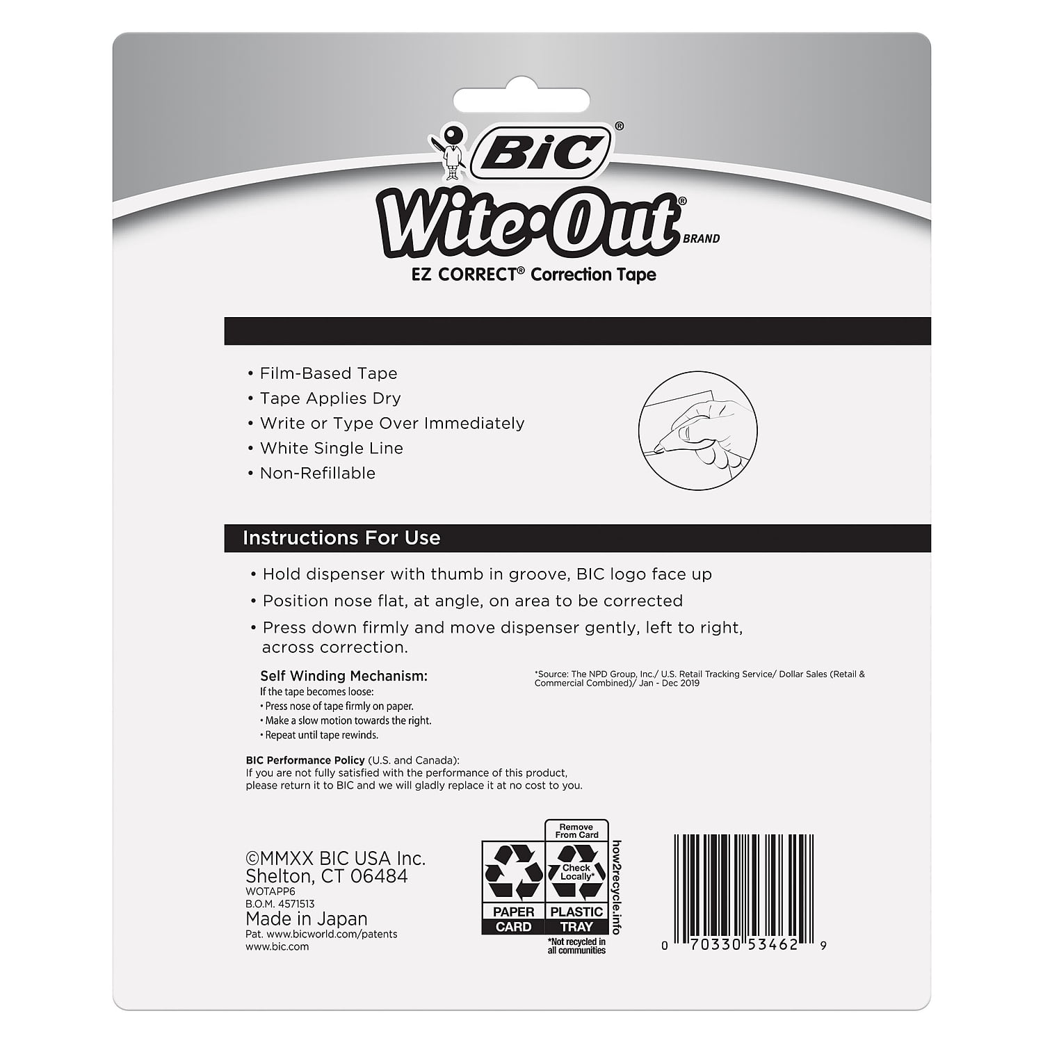 Wite-Out EZ Correct Correction Tape White 6/Pack WOTAPP6-WHI