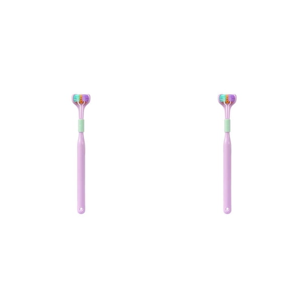 Vogacara Cepillo de portátil para adultos, hogar, hotel, mujeres, hombres, cepillo de dientes, herramienta de limpieza de 360 grados, Violeta 2piezas Vogacara CBP444138
