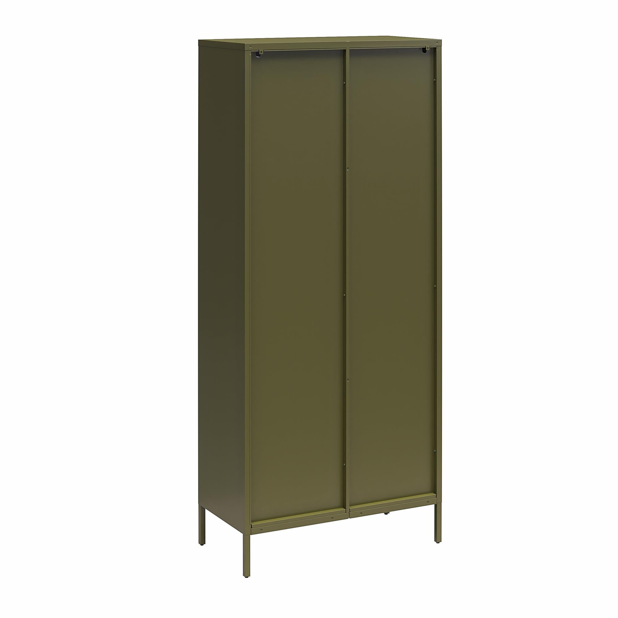 Mr. Kate Luna Tall 2-Door Accent Cabinet with Fluted Glass, Olive Green