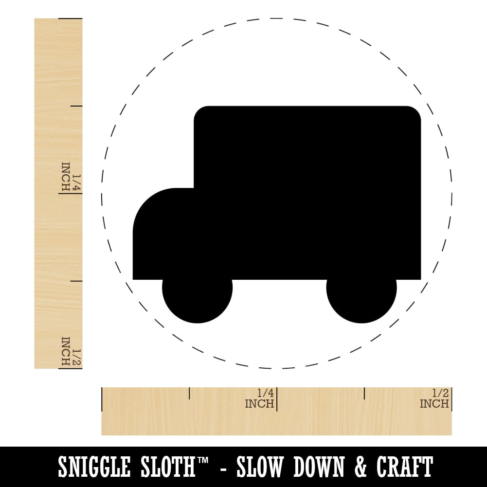 School Bus Solid Self-Inking Rubber Stamp Ink Stamper - Blue Ink - Mini 1/2 Inch