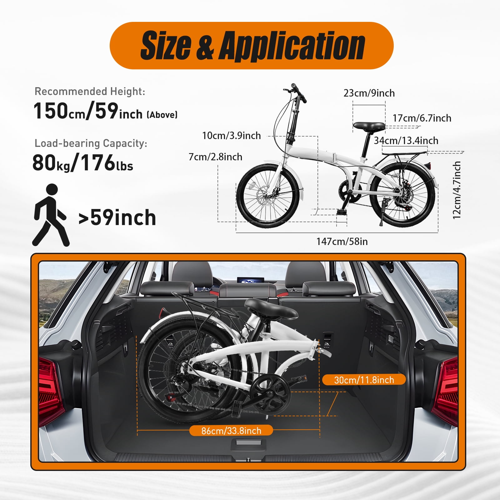 20-inch Wheels 7 Speed Folding Bike Compact High Carbon Steel Urban Commuter Bicycle for Unisex Adult White Streamline
