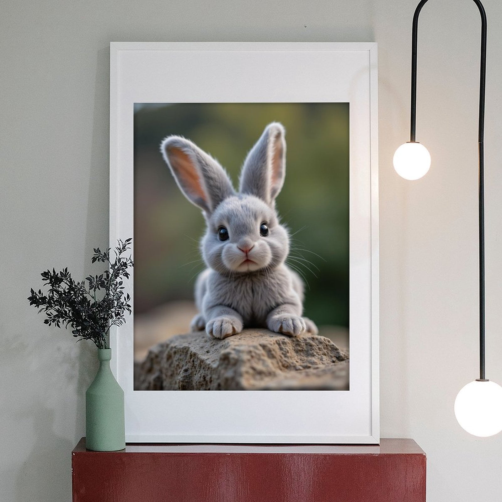 Diamond Art Kit for Adults, Cute Gray Bunny On Rock Diamond Painting for Adults Beginners, 5D DIY Diamond Art Painting Kits, Colorful Diamond Painting Craft for Home Decor 12x16