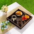 thumbnail image 4 of Square Wood Serving Tray, 12.5 Inch Decorative Tray with Handles for Living Room, Coffee Table, Ottoman, Bed, Kitchen, Bathroom, Breakfast, Bar, Brown, 4 of 6