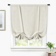 DriftAway  Blackout Linen Textured Solid Basic Room Darkening Thermal Insulated Tie Up 45"x63" - Light Linen