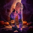 thumbnail image 2 of IYYVV Halloween Pajama Pants for Womens Casual Pumpkin Ghost Pattern Print Palazzo Trousers Soft Baggy Drawstring Bottoms Dark Purple L, 2 of 6