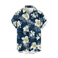 thumbnail image 2 of Jinhomg Men's Big and Tall Beach Shirt Trendy Tropical Palm Tree Print Hawaiian Shirt Lightweight Comfy Short Sleeve Button Down Aloha Shirts Spring Saving Blue M, 2 of 4