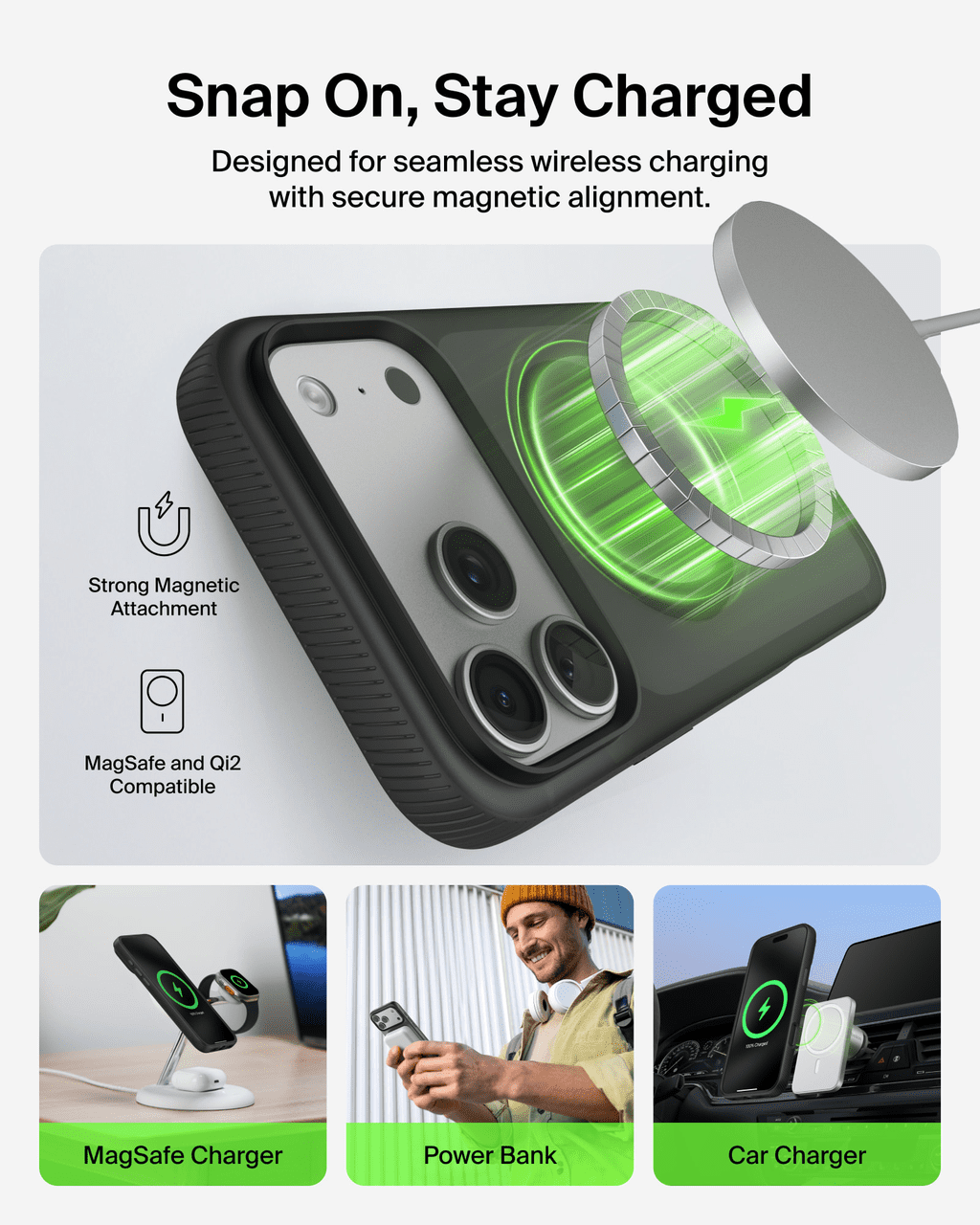 Belkin for iPhone 17 Pro Case, Grip, MagSafe Compatible w/Anti-Scratch & Anti-Yellowing Coating, Touch Sensitive Camera Control - Military Grade, Anti-Slip, Magnetic, Shockproof, Protective-Black