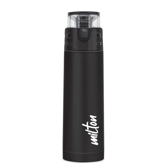 Atlantis 400 Thermosteel Water Bottle - 350ml, Black | 24 Hours Hot & Cold - Vacuum Insulated Coffee Flask For Sports, Travel | Leakproof, Double Wall, Easy Grip, Rust Proof, Easy To Carry