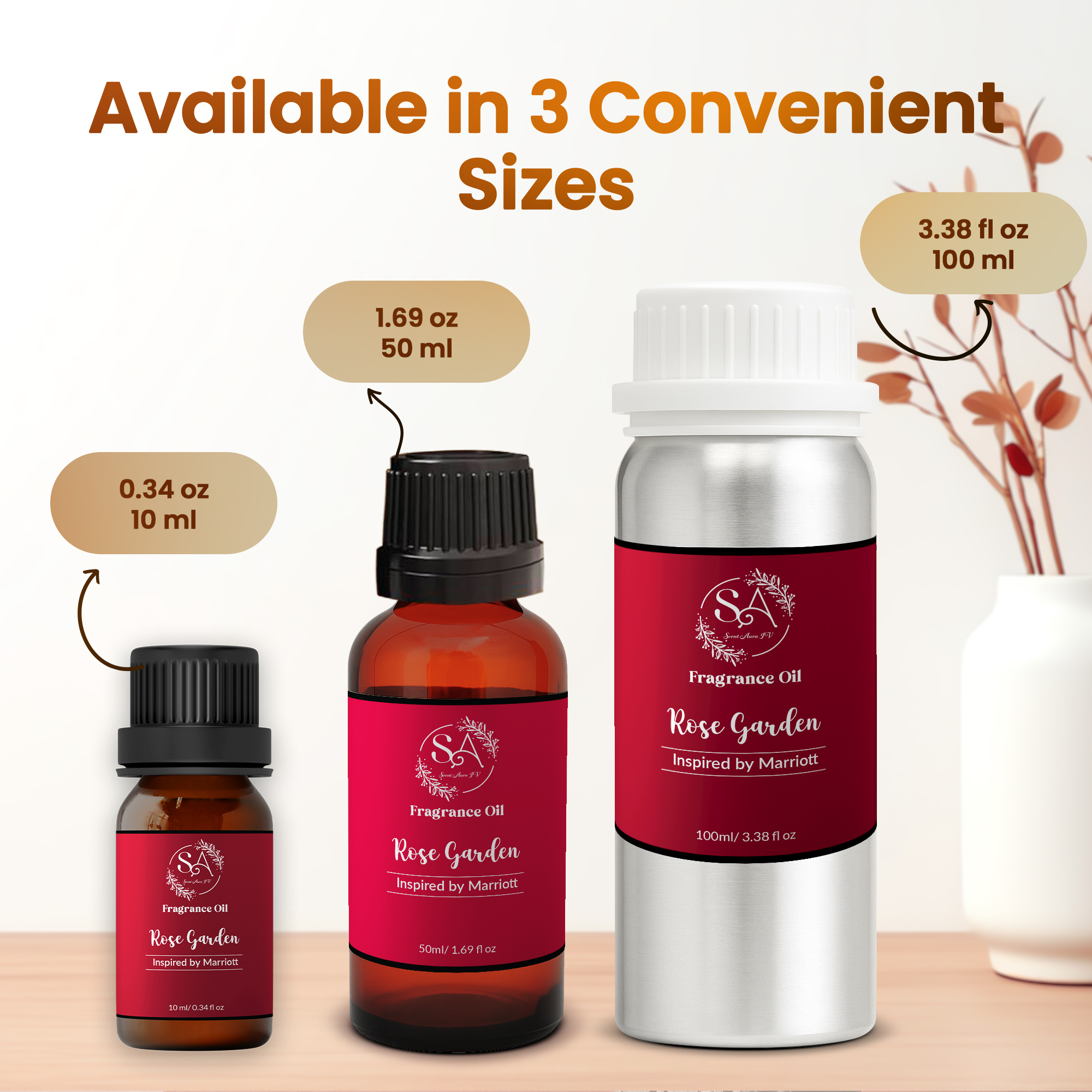 Scent Aura IV Rose Garden Fragrance Oil Inspired by Marriott Hotel, Essential Oil 3.38Fl Oz|100ml