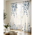 thumbnail image 5 of Navy Blue Eucalyptus Sheer Curtains 84 Inch Length 2 Panels Set for Living Room/Bedroom, Farmhouse Weeping Leaves Linen Kitchen Curtains Grommet Semi-Sheer Curtains Drapes Window Treatments 52"x84"x2, 5 of 7