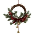 thumbnail image 2 of Realistic Pine Christmas Wreath with Red Bow and Bells for Front Door - Holiday Wreath with Pine Cones, Berries, Acorns for Indoor Outdoor New Year Home and Wall Decor, 2 of 7