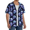 thumbnail image 2 of KLL crystal Skull Print Men's Shirt Short Sleeve Button Down Summer Cuba Beach Shirts- Small, 2 of 5