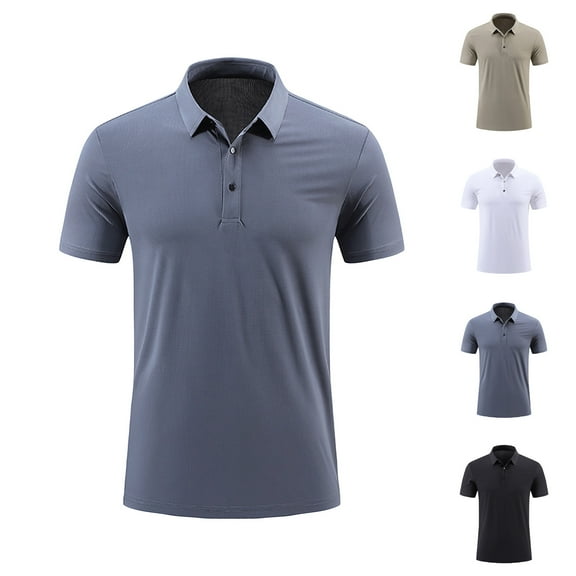 Erwazi Men's Polo Shirt Plus Size Casual Solid Color Business Work Tees Trendy Fashion Short Sleeve T-Shirts, XL