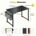thumbnail image 4 of JIOABL 40 inch Computer Desk with Metal Frame and Storage Pouch, Fixed Leg Study Table for Bedroom Office, Black, 4 of 8