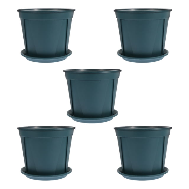 MasteelfCA 5 Sets Plastic Planters Household Garden Patio Outdoor Plants Containing Pots with Trays