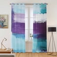 thumbnail image 2 of Turquoise Purple Kitchen Curtains 96 Inch Length, Geometric Abstract Modern Oil Painting Grommet Top Bedroom Living Room Curtains, Light Filtering Cafe Curtain Drapes 2 Panels Set 104''x96'', 2 of 9