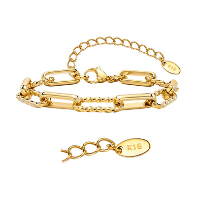 New 2025 Women Paperclip Chain Bracelet, 18K Gold Plated Stainless Steel Adjustable Chain Bracelet, Chunky Stackable Layered Decoration Jewelry Commemorative with You Accessories Trendy Best for Gift