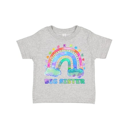 

Inktastic Big Sister Watercolor Rainbow with Clouds Gift Toddler Toddler Girl T-Shirt