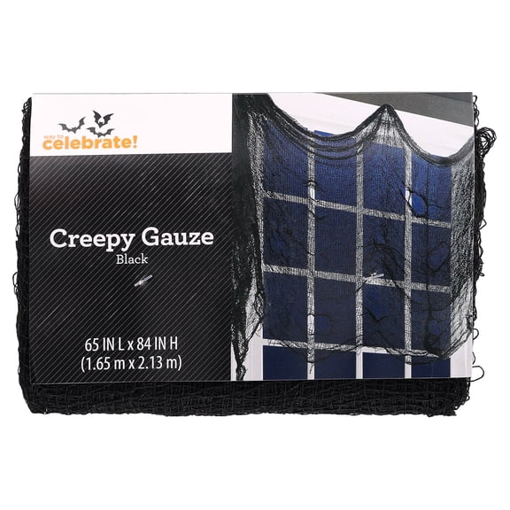 Creepy Gauze Fabric, Black, 65" x 84", Halloween by Way To Celebrate