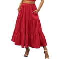 thumbnail image 1 of KOMOO Women Boho Maxi Skirt Floral Pleated A-Line Skirts Flowy Tiered Pockets Beach Skirt, 1 of 8