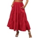 thumbnail image 1 of Txlixc Falda de verano para mujer Boho cintura elástica plisada línea A fluida falda larga de playa con bolsillos Txlixc  Moda, 1 of 7