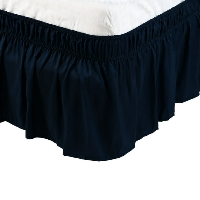 Unique Bargains Polyester Bed Skirt Elastic Wrap Around Dust Ruffle 15' Drop