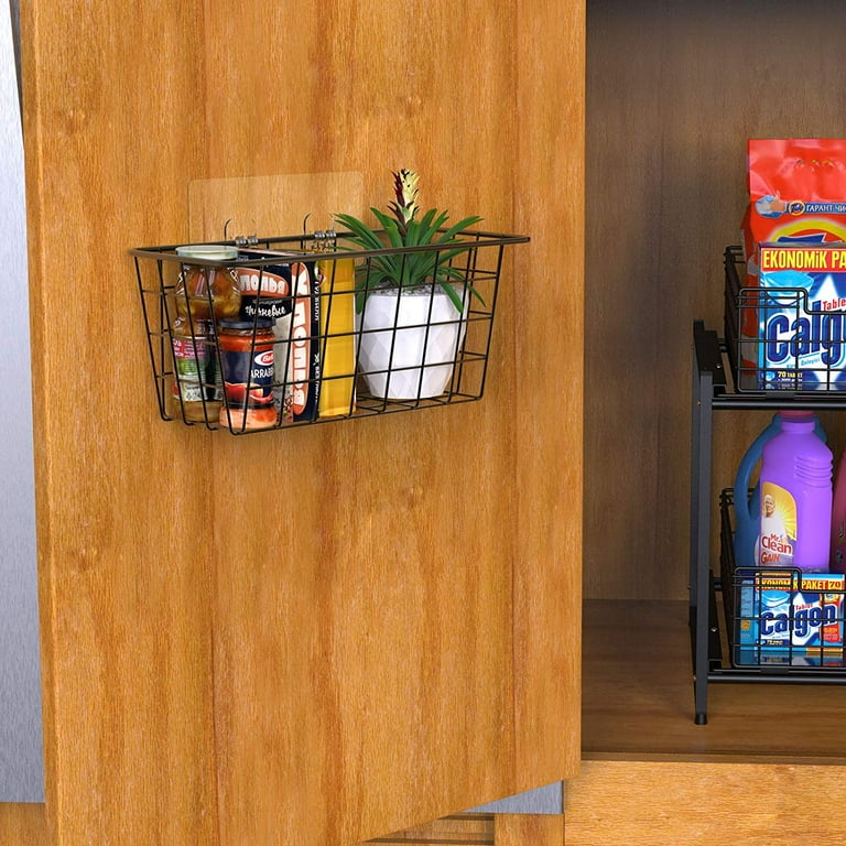 Grid Storage Baskets with Hooks Over Cabinet Door Organizer Wire Basket  Hanging Storage Organizer Kitchen Bathroom
