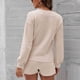 thumbnail image 5 of Conjunto de pijama para mujer, de punto, de manga larga, con top y pantalones cortos, suelto, informal, para la vida diaria, color albaricoque XL, 5 of 6