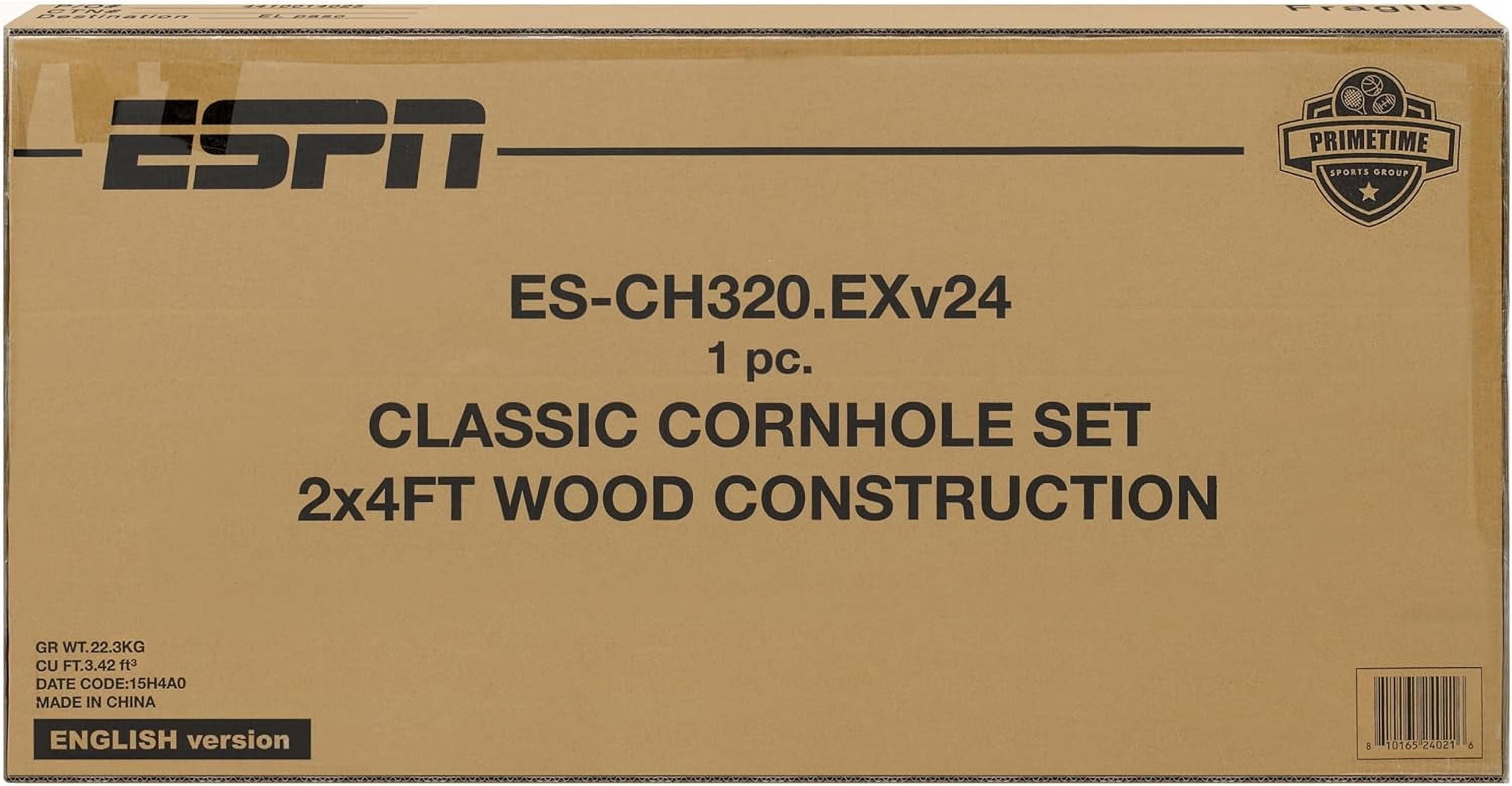 ESPN Cornhole Board Set, 2 x 4 Feet Wood Cornhole Boards with 8 Cornhole Bags and Travel Case