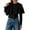 Black, variant on Women's Capelet Knit Cardigan Crew Neck Button Down Short Cropped Sweater with Ruffled Cape Overlay