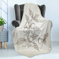 thumbnail image 4 of Coffee Soft Flannel Fleece Throw Blanket, Monochrome Sketch Branch with Leaves and Beans Agricultural Components Coffee, Cozy Plush for Indoor and Outdoor Use, 50" x 60", Pale Tan Cocoa, by Ambesonne, 4 of 5