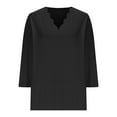 thumbnail image 2 of Kukoosong Women's Base Layer Tops Fall 3/4 Sleeve Deep V-neck Pullover Top, 2 of 5