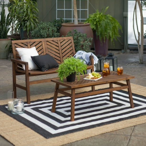 Manor Park 2Piece Chevron Outdoor Patio Conversation Set Dark Brown