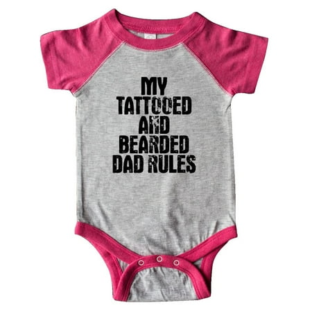 

Inktastic My Tattooed and Bearded Dad Rules Gift Baby Boy Bodysuit