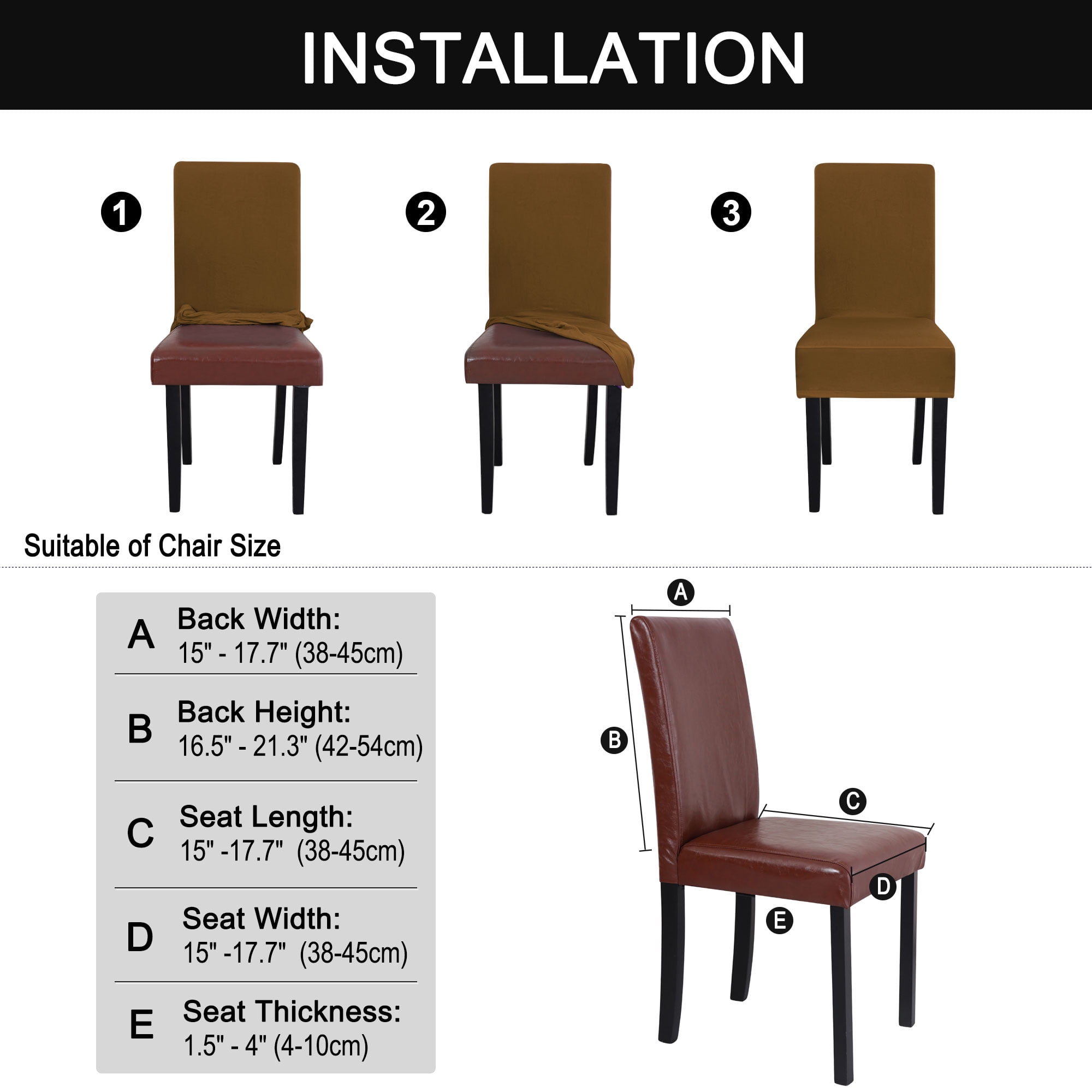 Unique Bargains Stretch Polyester Dining Chair Covers Protector Slipcovers Brown 6 Pcs