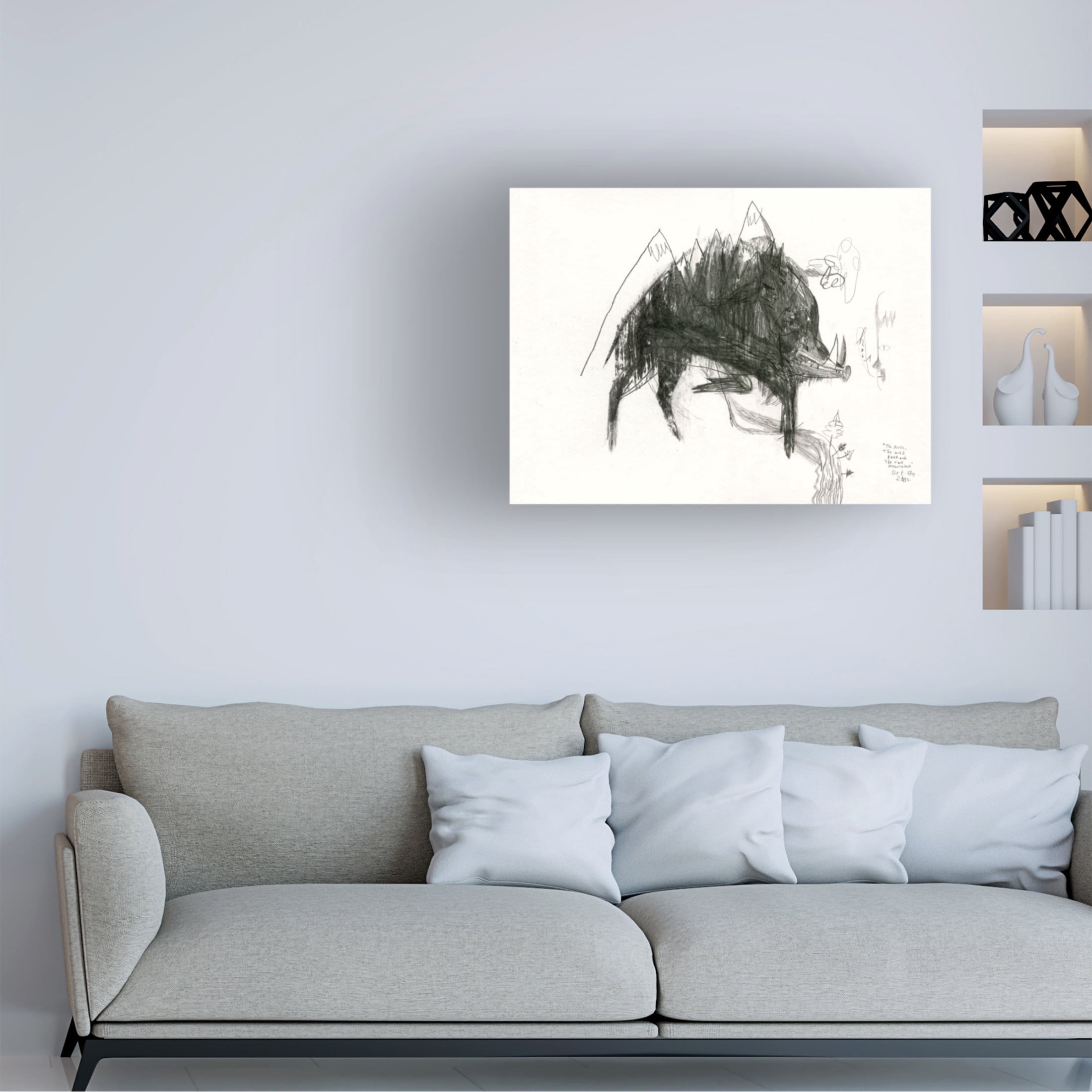 Trademark Fine Art Leonardo Flores The Wild Boar, the River and the Two Mountains. Canvas Wall Art