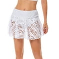 thumbnail image 2 of Spencer Women's Swim Skirt Bikini Bottom Lace Crochet Swimsuit Waistband Shorts Summer Beach Swimdress (L,White), 2 of 9