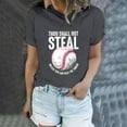 thumbnail image 5 of Endives Thou Shall Not Steal Unless You Can Beat The Throw Women's Letter Baseball Love Print Round Neck Short Sleeve T Shirt Top, 5 of 6