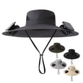 thumbnail image 3 of Sun Hat with Fan Outdoor Sun Hat with Two Solar Rechargeable Fans Sun Hat with Large Brim, 3 of 8