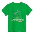 thumbnail image 3 of FAOWME Boys Girls Island Print Casual T-Shirt Fashion Kids Comfort Fit Tops Beach Dailywear Tee Green 3-4 Years, 3 of 4