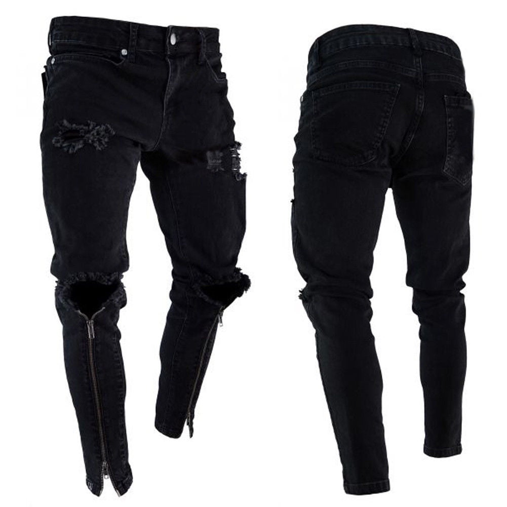 tapered biker jeans