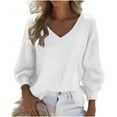 thumbnail image 2 of Kctiaxy Womens 3/4 Sleeve Tops Casual Soild Color Tshirts for Women Fashion Loose Fitting Pullover V Neck T Shirts for Women, 2 of 3