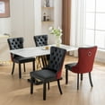 thumbnail image 2 of LegaHome Dining Room Chairs Set of 6, Modern Upholstered Velvet and PU Leather Dining Chair with Nailhead Trim&Solid Wood Legs, Tufted Button Padded Kitchen Dining Chairs Set, Black&Burgundy, 2 of 10