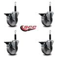 thumbnail image 2 of 4 Inch Semi Steel Swivel 3/4 Inch Expanding Stem Caster Set with Brake SCC, 2 of 2